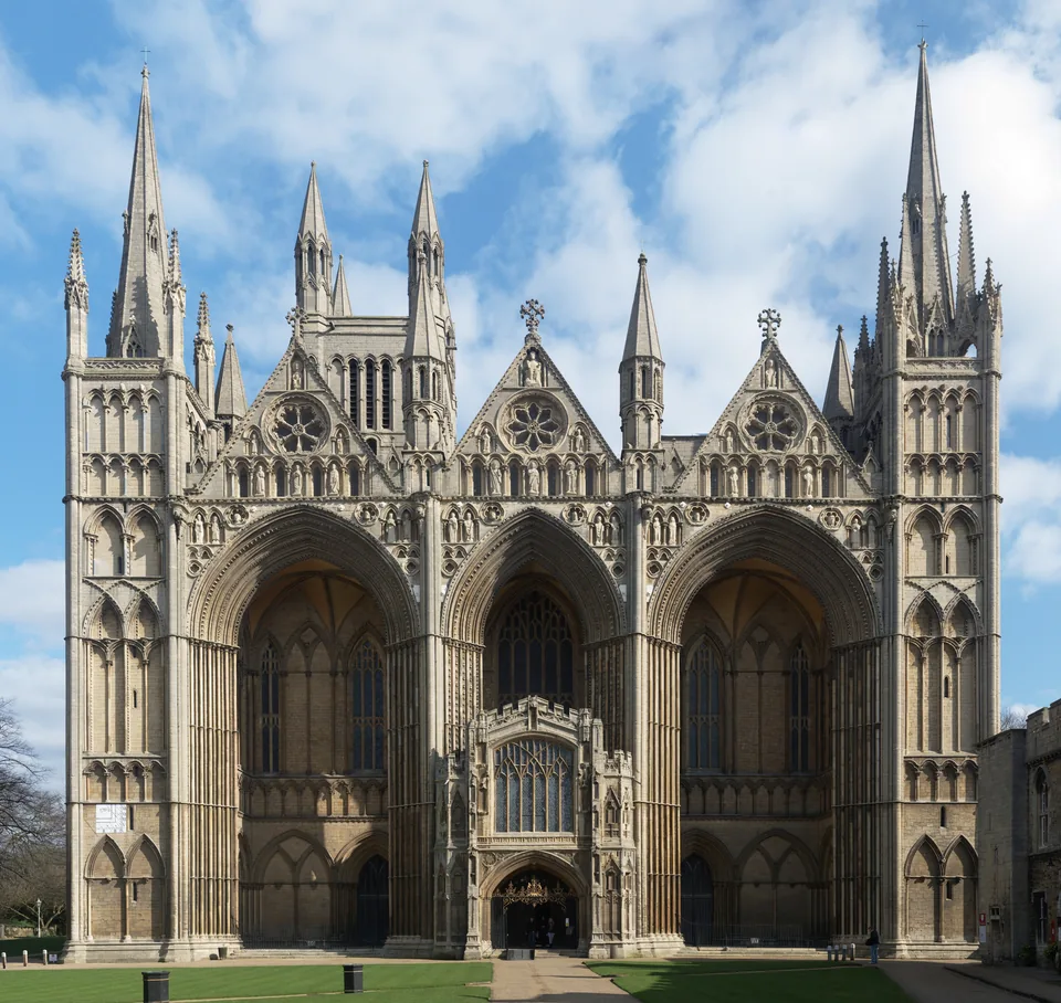 West front of Peterborough Cathedral in the city centre